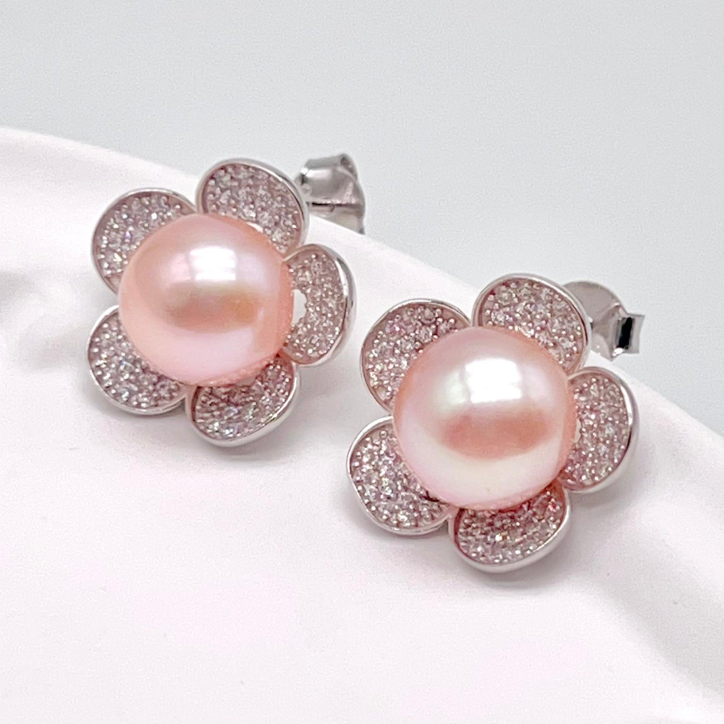 Modern Collection. Earring and Necklace of Pearl set in Silver 925. Azalea Set | Orange
