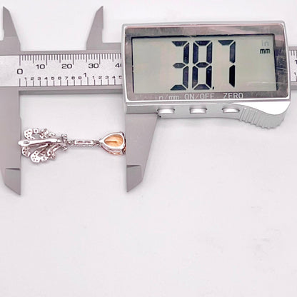 Citrine Pear Drop Leaf Vine Earrings Silver 925