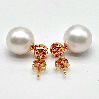 Classic. Edison Pearl Earring Stud With Diamond . Bubble Pop