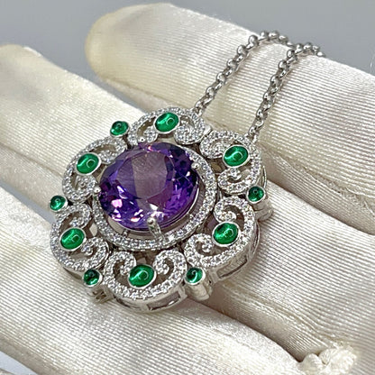 2 Way Amethyst necklace in Silver 925
