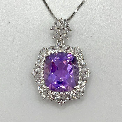 Pendant and ring in silver with amethyst