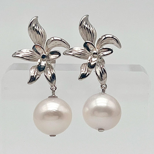 Floral Earring with Edison Pearl in Silver 925