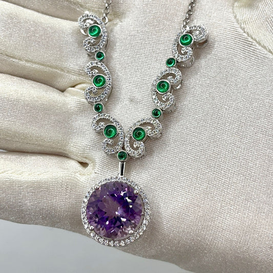 2 Way Amethyst necklace in Silver 925