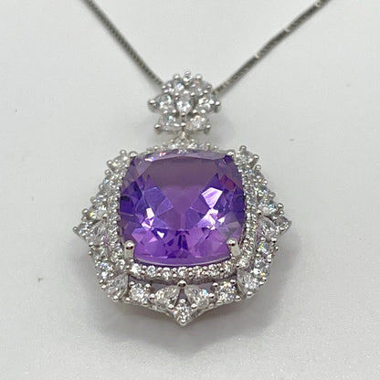 Pendant and ring in silver with amethyst
