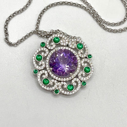 2 Way Amethyst necklace in Silver 925