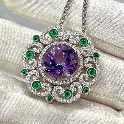 2 Way Amethyst necklace in Silver 925
