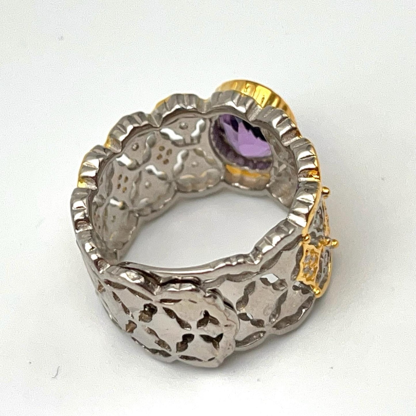 Contemporary Cocktail . Ring of Amethyst in Silver 925 . Tulle Inspiration
