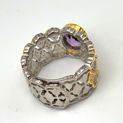 Contemporary Cocktail . Ring of Amethyst in Silver 925 . Tulle Inspiration