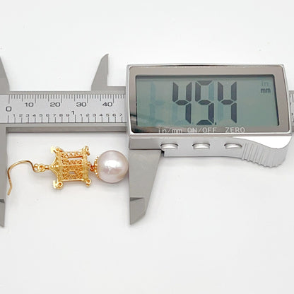 Oriental Ancient Temple Shape 3 Dimensional Silver 925 Earring