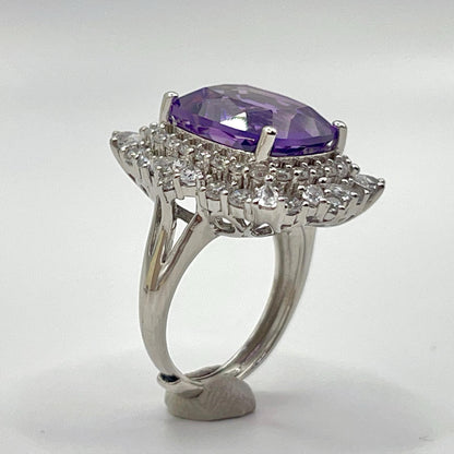 Pendant and ring in silver with amethyst